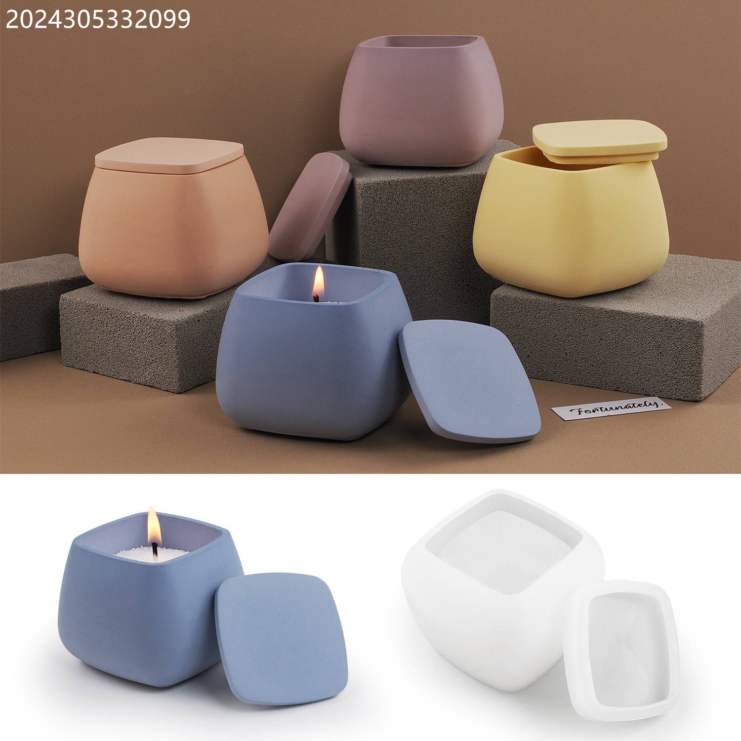 Candle Supplies Jars - DIYエポキシセメント石膏シリコンモールド正方形キャンドルカップボックス蓋付き大型収納ジャー鏡面シリコンモールド樹脂用