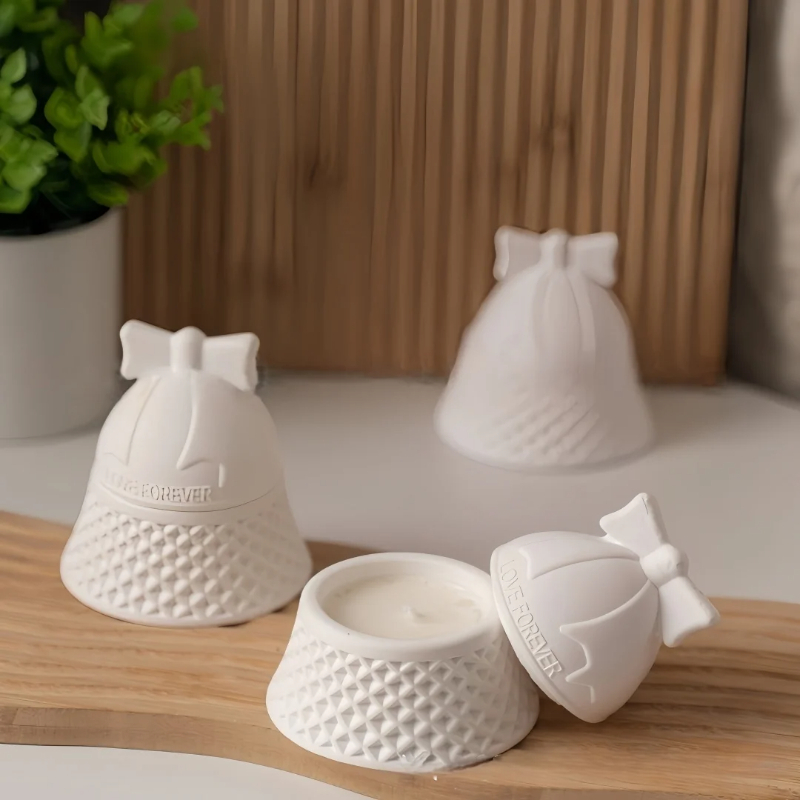 Candle Supplies Jars - クリスマスベル型シリコンモールドアロマセラピー用石膏キャンドルカップ石膏瓶エポキシ樹脂キャンドル容器装飾金型