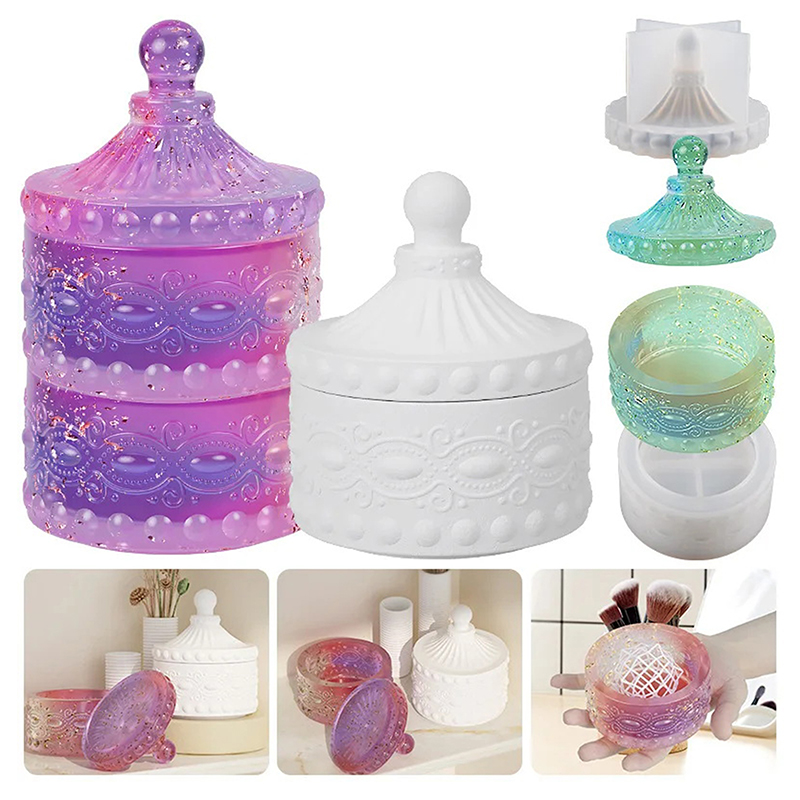 Candle Supplies Jars - 1セットのストライプキャンドルジャー用シリコンモールド - DIY円形ストライプ収納ジュエリーボックス（粘土、エポキシ樹脂、石膏、コンクリート用）