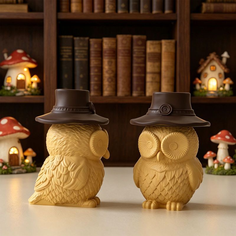 フクロウ型の蓋付き保存瓶用シリコンモールド2セット、装飾品付 - Candle Supplies Jars のレビューと価格