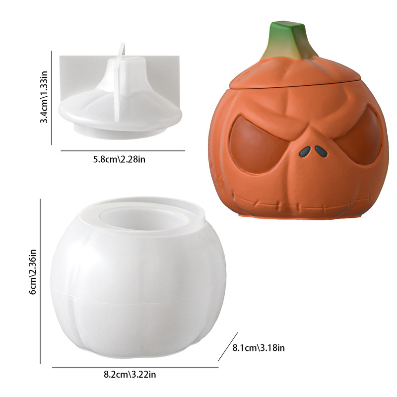 蓋付きカボチャ保存瓶2セット、シリコン型、ゴーストフェイスカ - Candle Supplies Jars のレビューと価格