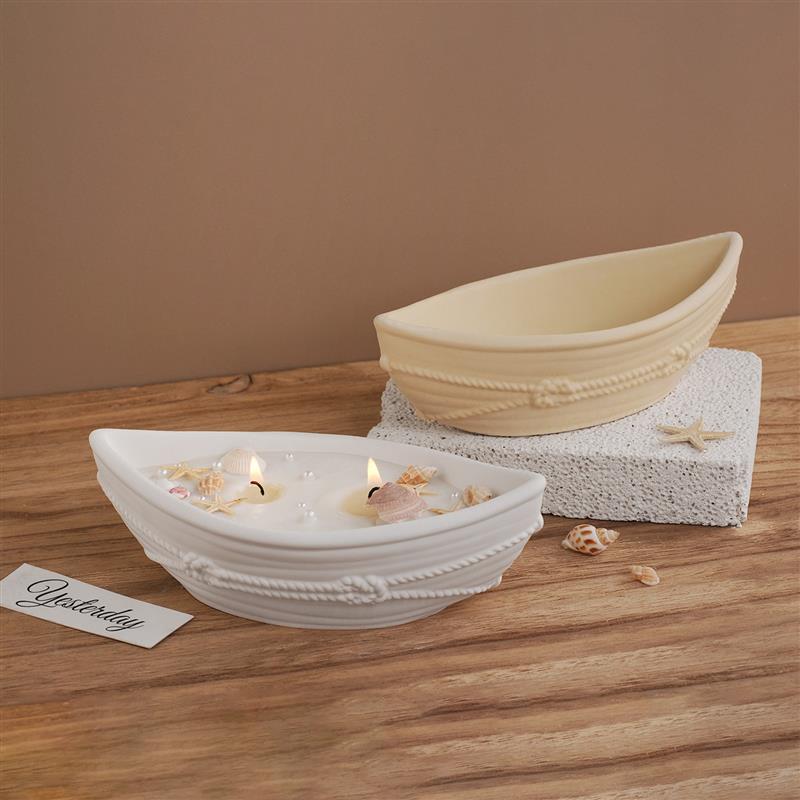 シリコン製キャンドル容器型、麻縄模様の楕円形ボウル型ボートジ - Candle Supplies Jars のレビューと価格