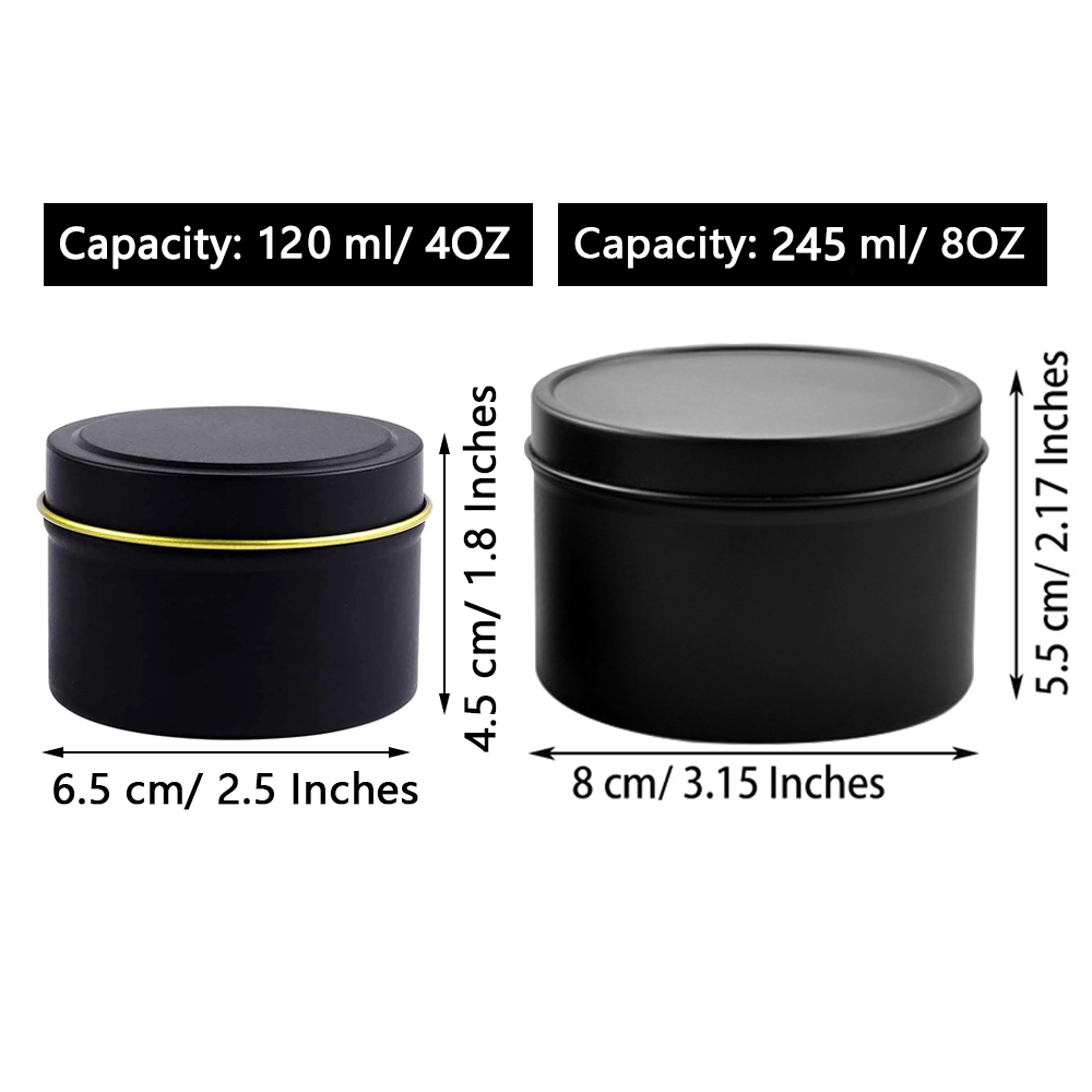 4オンス/8オンスの蓋付きキャンドル缶、クリスマスマットブラ - Candle Supplies Jars のレビューと価格