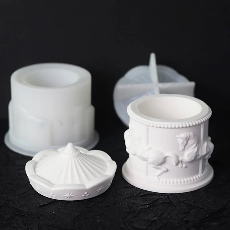 面白いカルーセル収納ボックスシリコーン型 DIY かわいいス - Candle Supplies Jars のレビューと価格