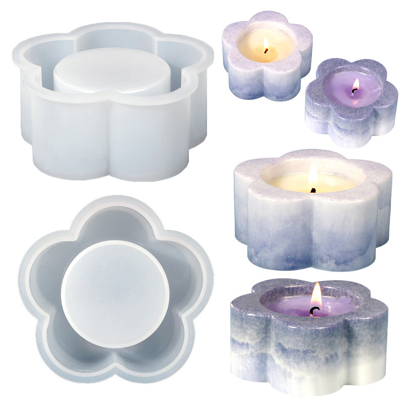 3D 梅の花の形の円筒ペンホルダーキャンドルカップシリコーン - Candle Supplies Jars のレビューと価格