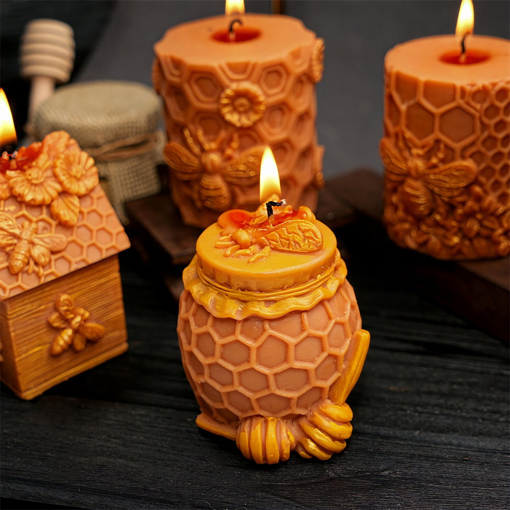 ハニカムピラーキャンドル型 蜂の巣ハニージャーシリコン型 リ - Candle Supplies Jars のレビューと価格