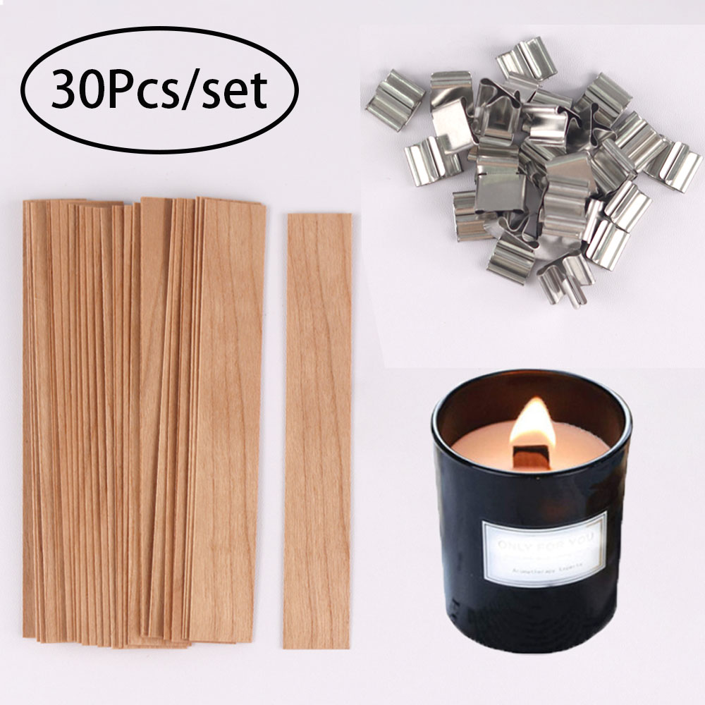 30 個の木製キャンドル芯キャンドル作成セット芯クリップベー - Candle Supplies Jars のレビューと価格