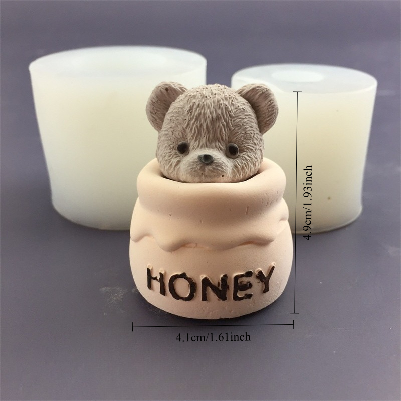 かわいいクマの蜂蜜瓶シリコンキャンドルモールドキューブモール - Candle Supplies Jars のレビューと価格